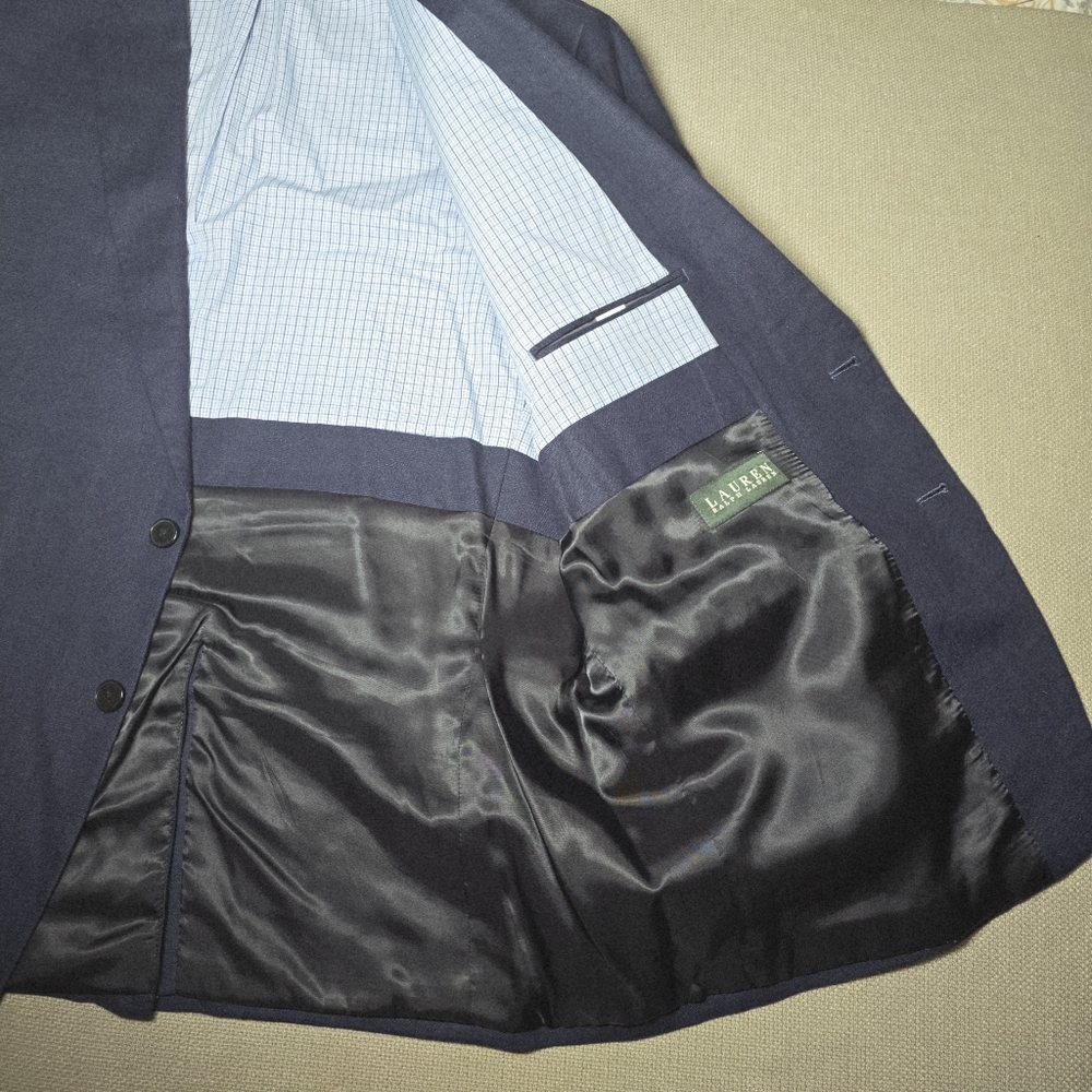 Lauren Ralph Lauren Blazer  Linen Sport Linen Suit Casual Blue Jacket Men's 52R - Picture 14 of 17